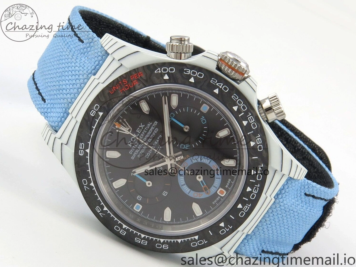 MiroTime 0403 Attractive Daytona DIW Carbon Case and Bezel DIWF Edition Black Dial on Blue Nylon Strap A 71